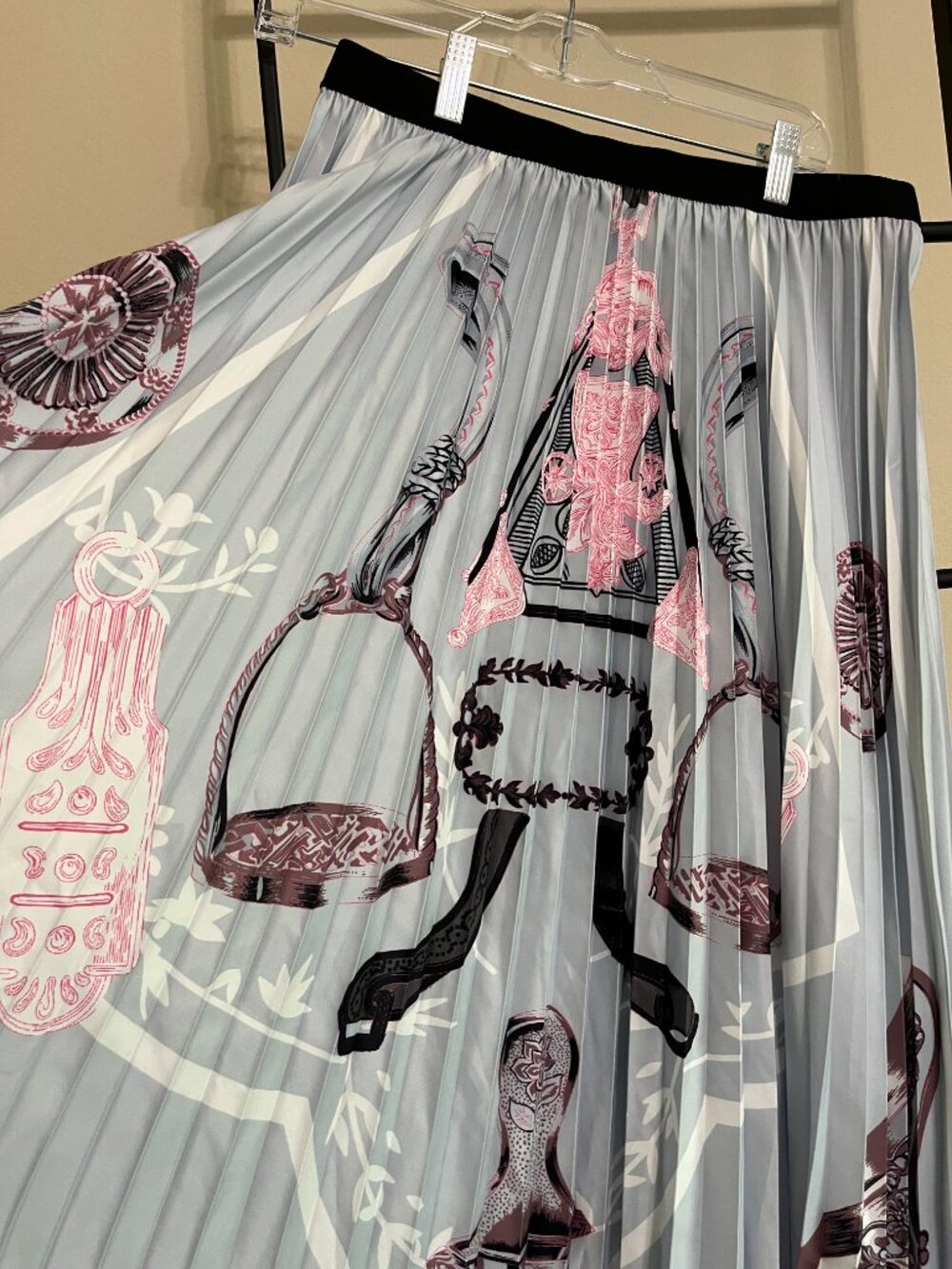 NWT N by Nancy Pleated Equestrian Midi Skirt Sz XL Preppy Quiet Luxury Office - Picture 4 of 7